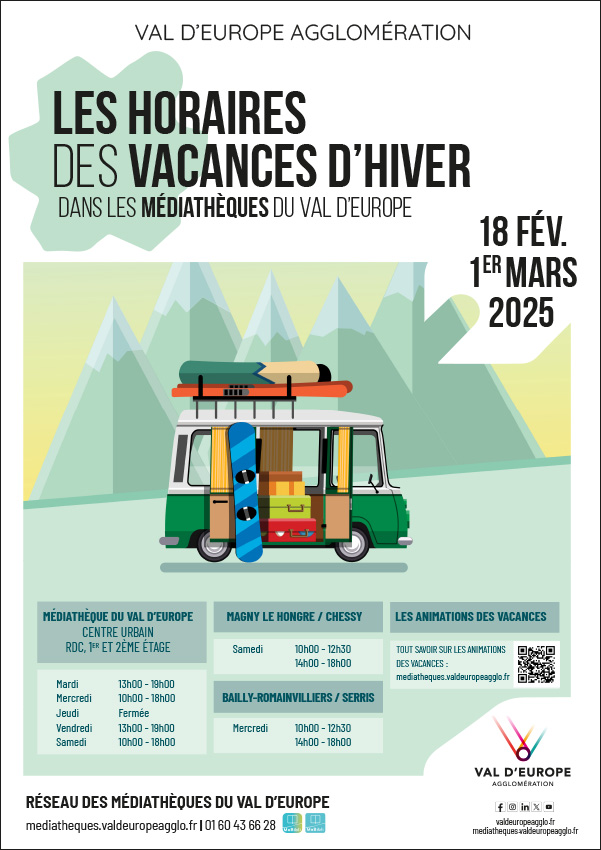 Horaires des vacances des médiathèques hiver 2025